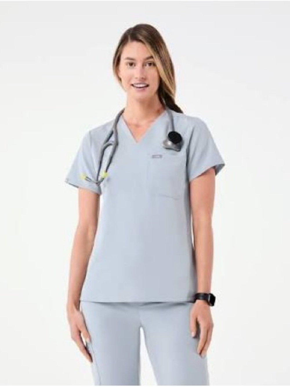 Figs Catarina Scrub Top Dusty Blue M
